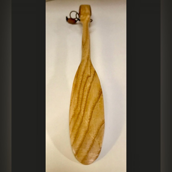 1990s Vtg Hand Crafted Wooden Walnut Oak Leather Strap Artisan Shoehorn - Picture 6 of 7